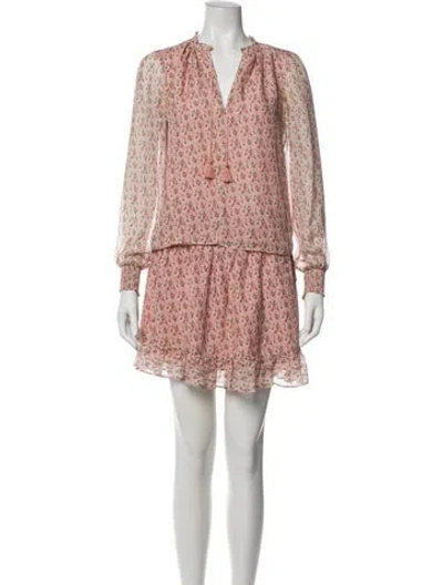 Pre-owned Intermix Silk Floral Print Skirt Set In Pink