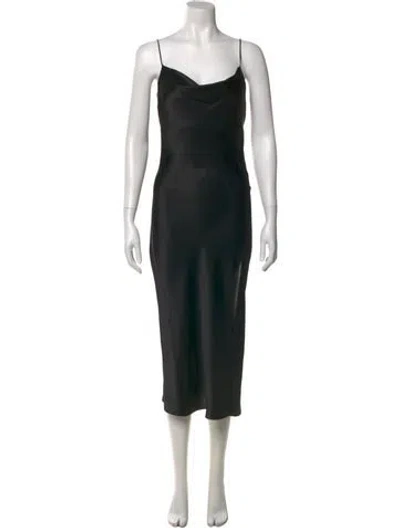 Pre-owned Intermix Silk Long Dress In Black