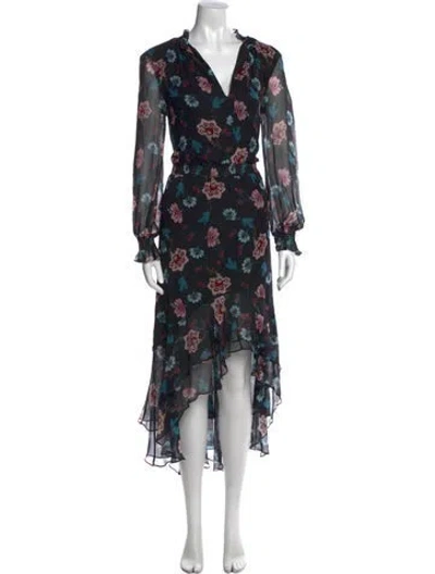 Pre-owned Intermix Silk Long Dress In Black