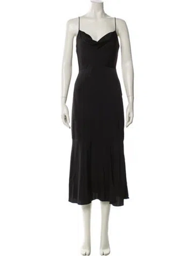 Pre-owned Intermix Silk Long Dress In Black
