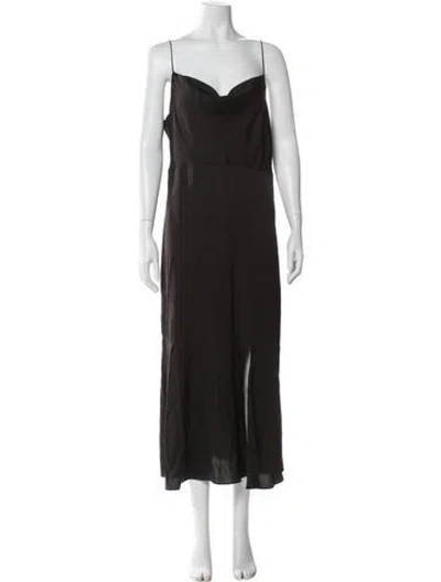Pre-owned Intermix Silk Long Dress In Black