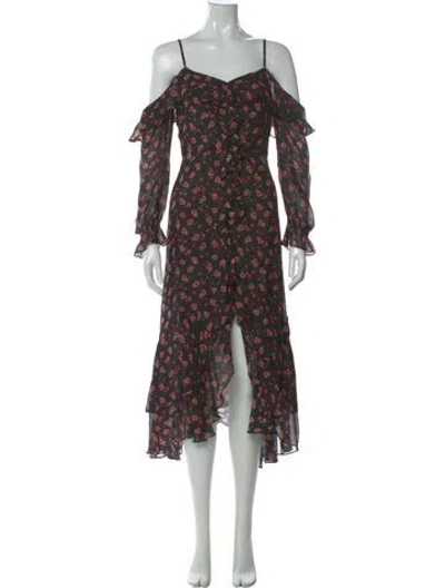 Pre-owned Intermix Silk Long Dress In Black