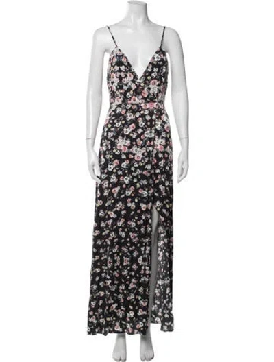 Pre-owned Intermix Silk Long Dress In Black
