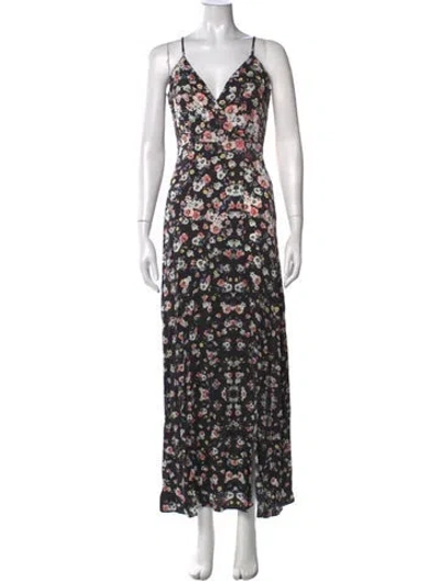Pre-owned Intermix Silk Long Dress In Black