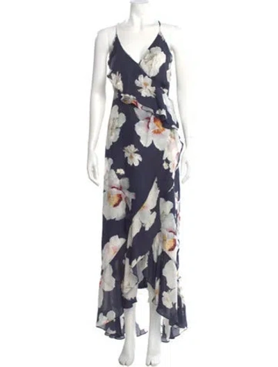 Pre-owned Intermix Silk Long Dress In Blue