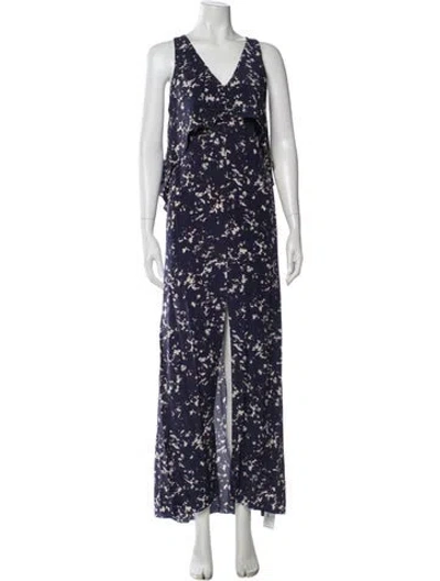 Pre-owned Intermix Silk Long Dress In Blue