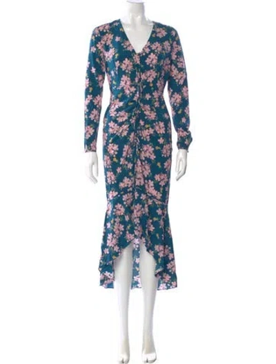 Pre-owned Intermix Silk Long Dress In Blue