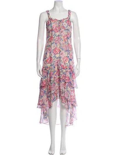 Pre-owned Intermix Silk Long Dress In Blue