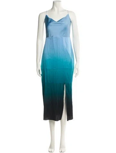 Pre-owned Intermix Silk Long Dress In Blue