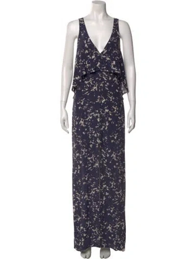 Pre-owned Intermix Silk Long Dress In Blue