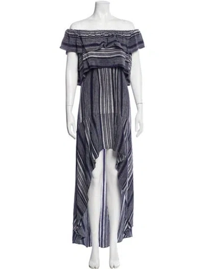 Pre-owned Intermix Silk Long Dress In Blue