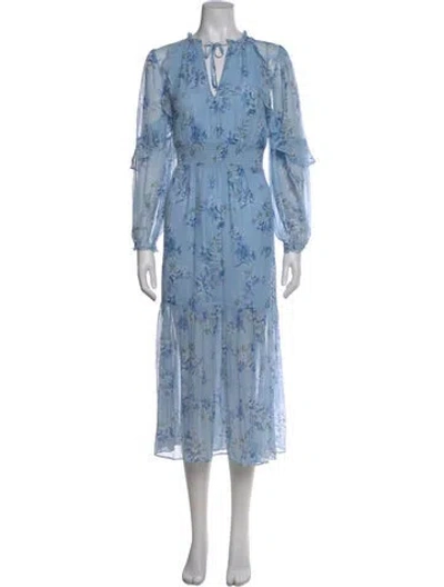 Pre-owned Intermix Silk Long Dress In Blue