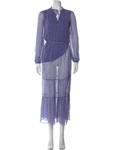 Pre-owned Intermix Silk Long Dress In Blue