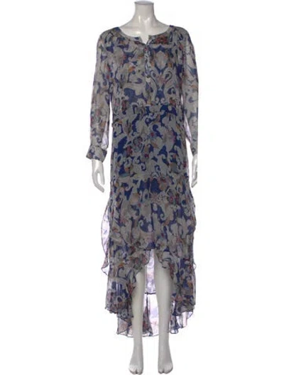 Pre-owned Intermix Silk Long Dress In Blue