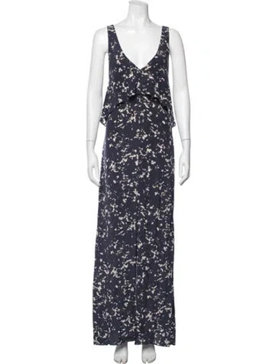 Pre-owned Intermix Silk Long Dress In Blue