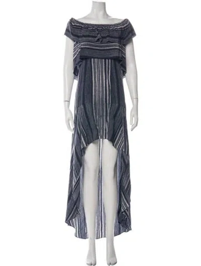 Pre-owned Intermix Silk Long Dress In Blue