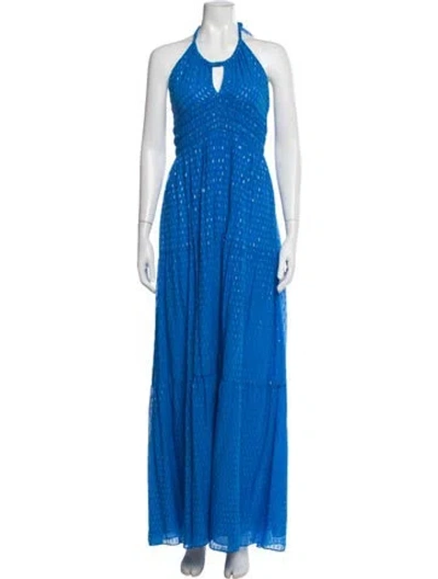 Pre-owned Intermix Silk Long Dress In Blue