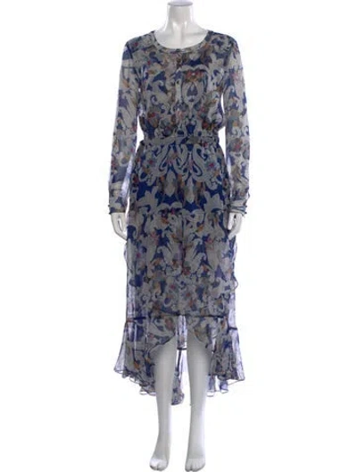 Pre-owned Intermix Silk Long Dress In Blue