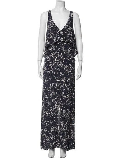 Pre-owned Intermix Silk Long Dress In Blue