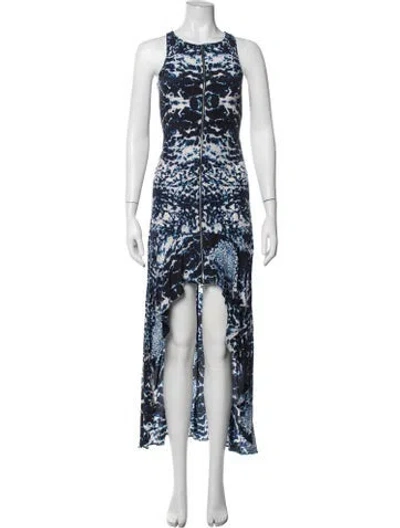 Pre-owned Intermix Silk Long Dress In Blue