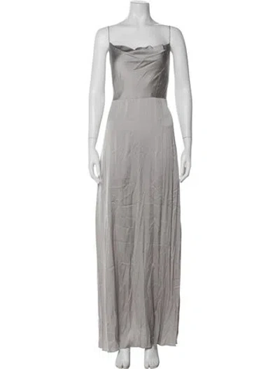 Pre-owned Intermix Silk Long Dress In Gray