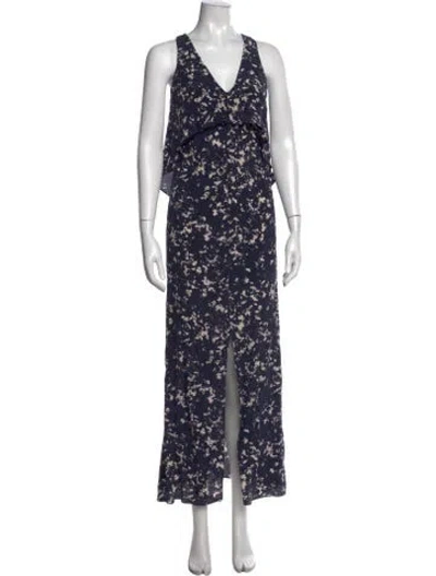 Pre-owned Intermix Silk Long Dress In Gray