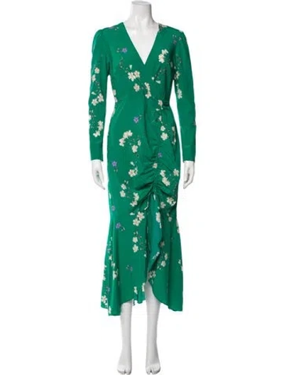 Pre-owned Intermix Silk Long Dress In Green