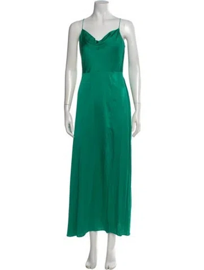 Pre-owned Intermix Silk Long Dress In Green