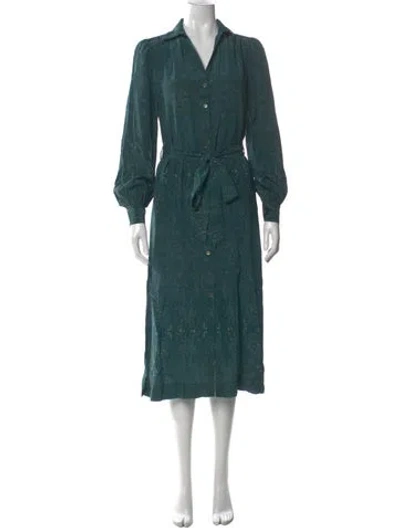 Pre-owned Intermix Silk Long Dress In Green