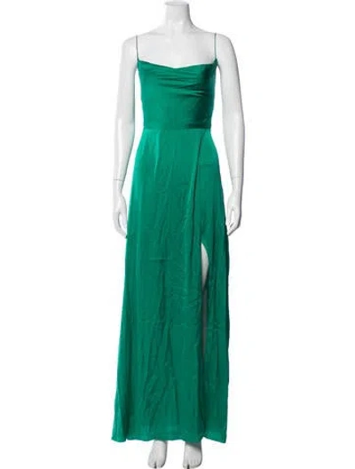 Pre-owned Intermix Silk Long Dress In Green