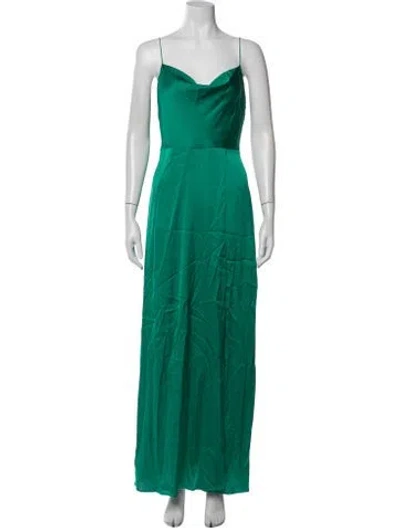 Pre-owned Intermix Silk Long Dress In Green