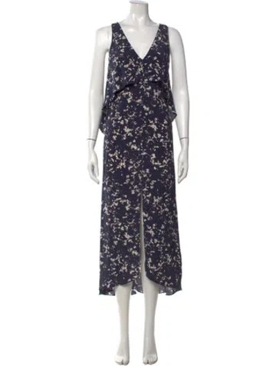 Pre-owned Intermix Silk Long Dress In Grey