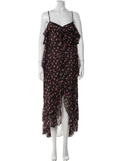 Pre-owned Intermix Silk Long Dress In Multi