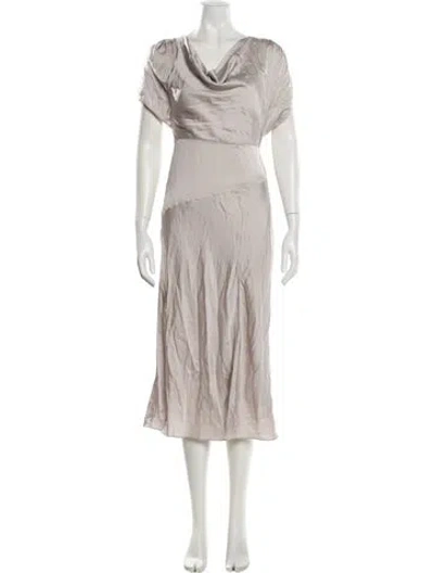 Pre-owned Intermix Silk Long Dress In Neutral