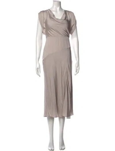 Pre-owned Intermix Silk Long Dress In Neutral
