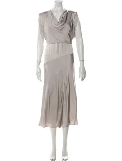 Pre-owned Intermix Silk Long Dress In Neutrals