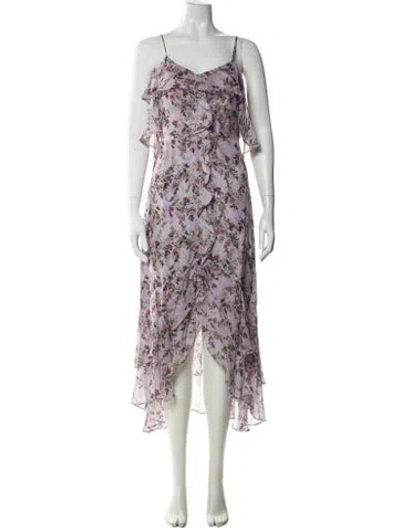 Pre-owned Intermix Silk Long Dress In Purple