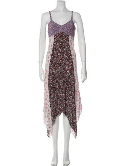 Pre-owned Intermix Silk Long Dress In Purple