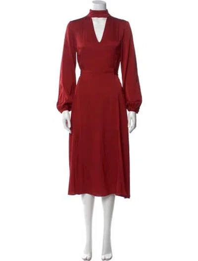Pre-owned Intermix Silk Long Dress In Red