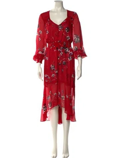 Pre-owned Intermix Silk Long Dress In Red