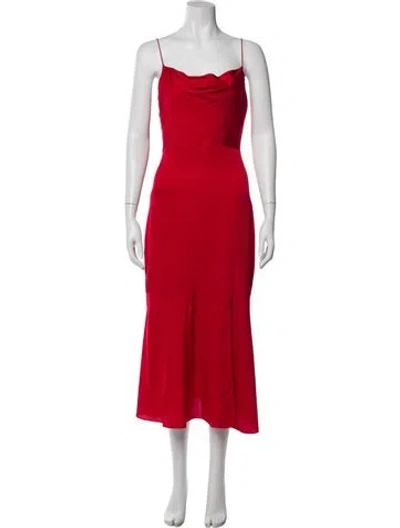 Pre-owned Intermix Silk Long Dress In Red
