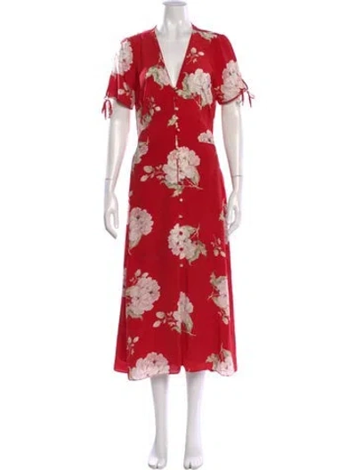 Pre-owned Intermix Silk Long Dress In Red