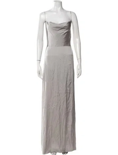 Pre-owned Intermix Silk Long Dress W/ Tags In Grey
