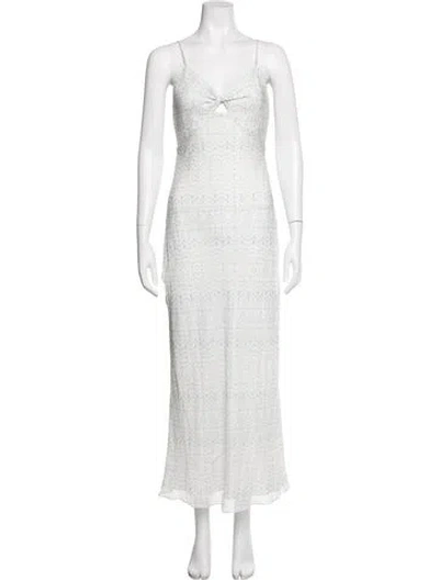 Pre-owned Intermix Silk Long Dress In White
