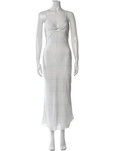 Pre-owned Intermix Silk Long Dress In White