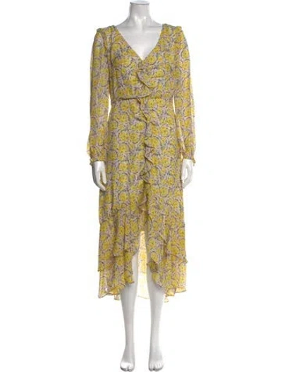 Pre-owned Intermix Silk Long Dress In Yellow