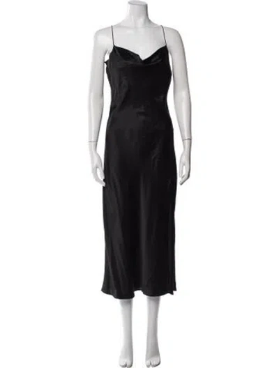 Pre-owned Intermix Silk Midi Length Dress In Black