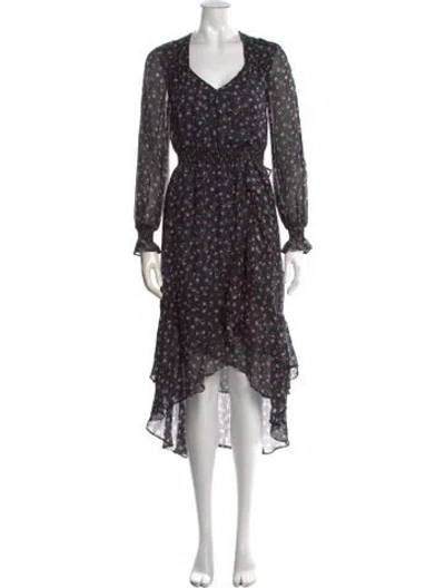 Pre-owned Intermix Silk Midi Length Dress In Black
