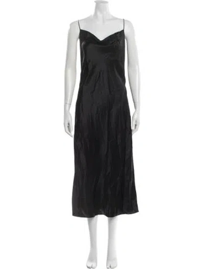 Pre-owned Intermix Silk Midi Length Dress In Black
