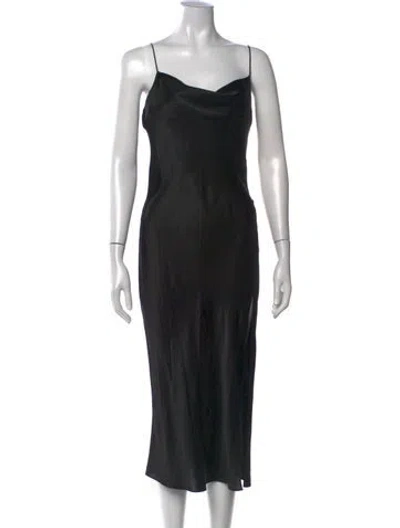 Pre-owned Intermix Silk Midi Length Dress In Black